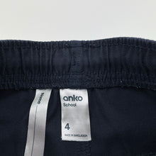 Load image into Gallery viewer, Unisex Anko, navy school shorts, elasticated, GUC, size 4,  