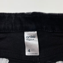 Load image into Gallery viewer, Boys Anko, black stretch denim shorts, adjustable, EUC, size 4,  