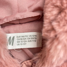 Load image into Gallery viewer, Girls H&amp;M, soft feel pink faux fur hooded jacket, EUC, size 11-12,  