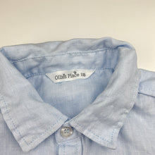 Load image into Gallery viewer, Boys Ollie's Place, blue linen short sleeve shirt, EUC, size 8,  