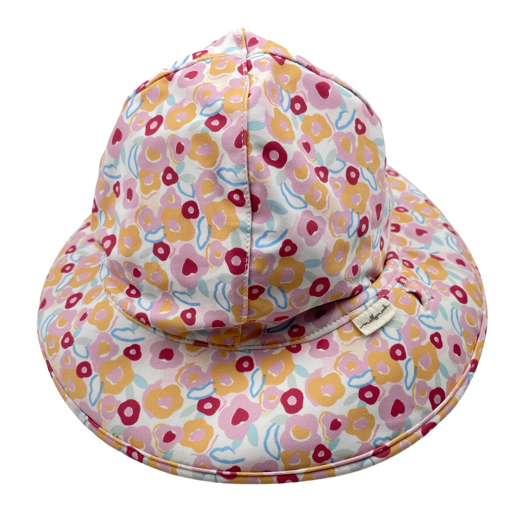 Girls Millymook, reversible floral/pink swim hat, GUC, size 1-2,  