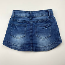 Load image into Gallery viewer, Girls Cotton On, embroidered stretch denim skirt, adjustable, GUC, size 1,  