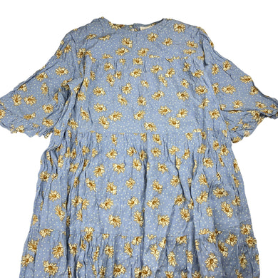 Girls POMP de LUX, floral viscose short sleeve dress, EUC, size 13-14, L: 85cm