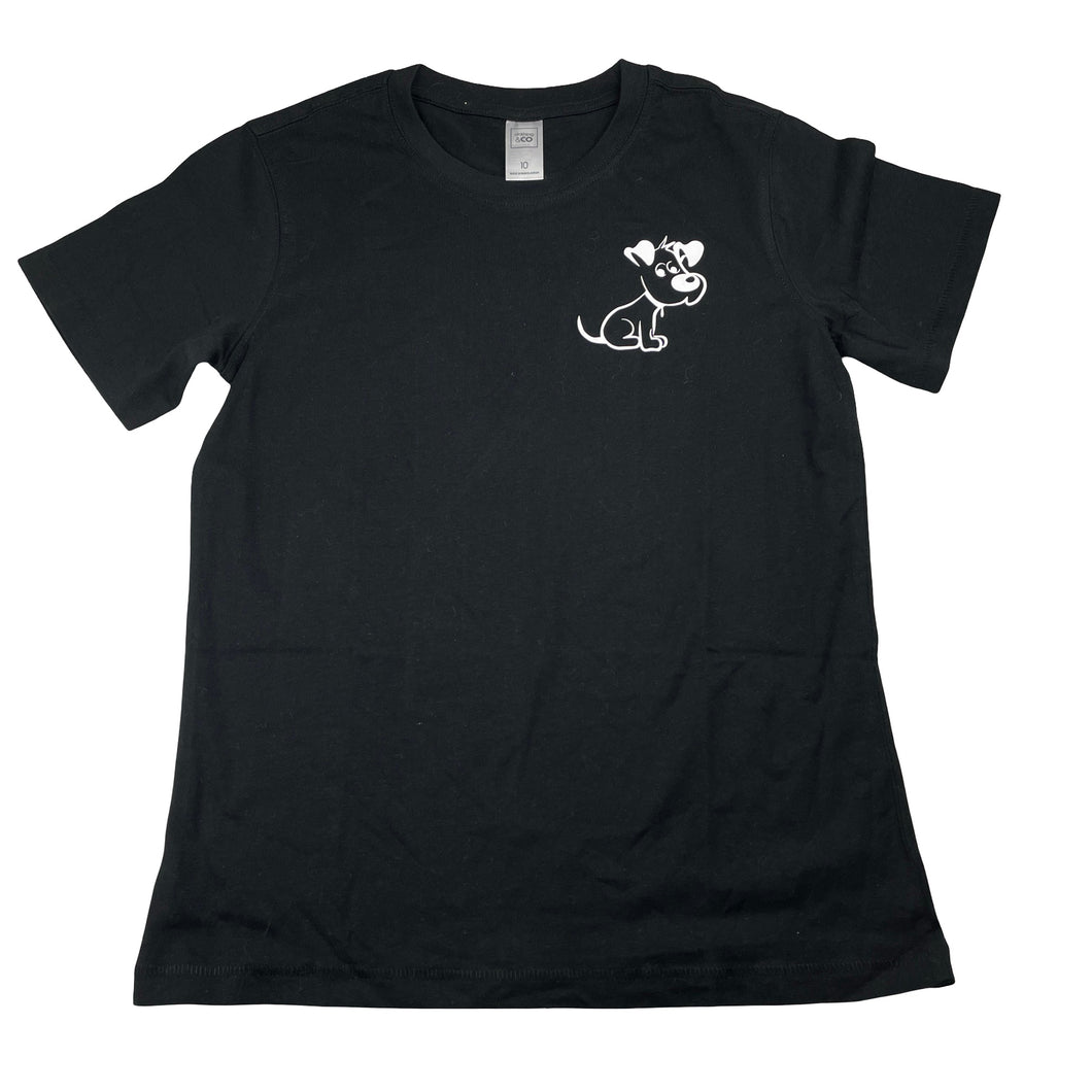 Unisex Clothing & Co, black cotton tee / top, dog, EUC, size 10,  