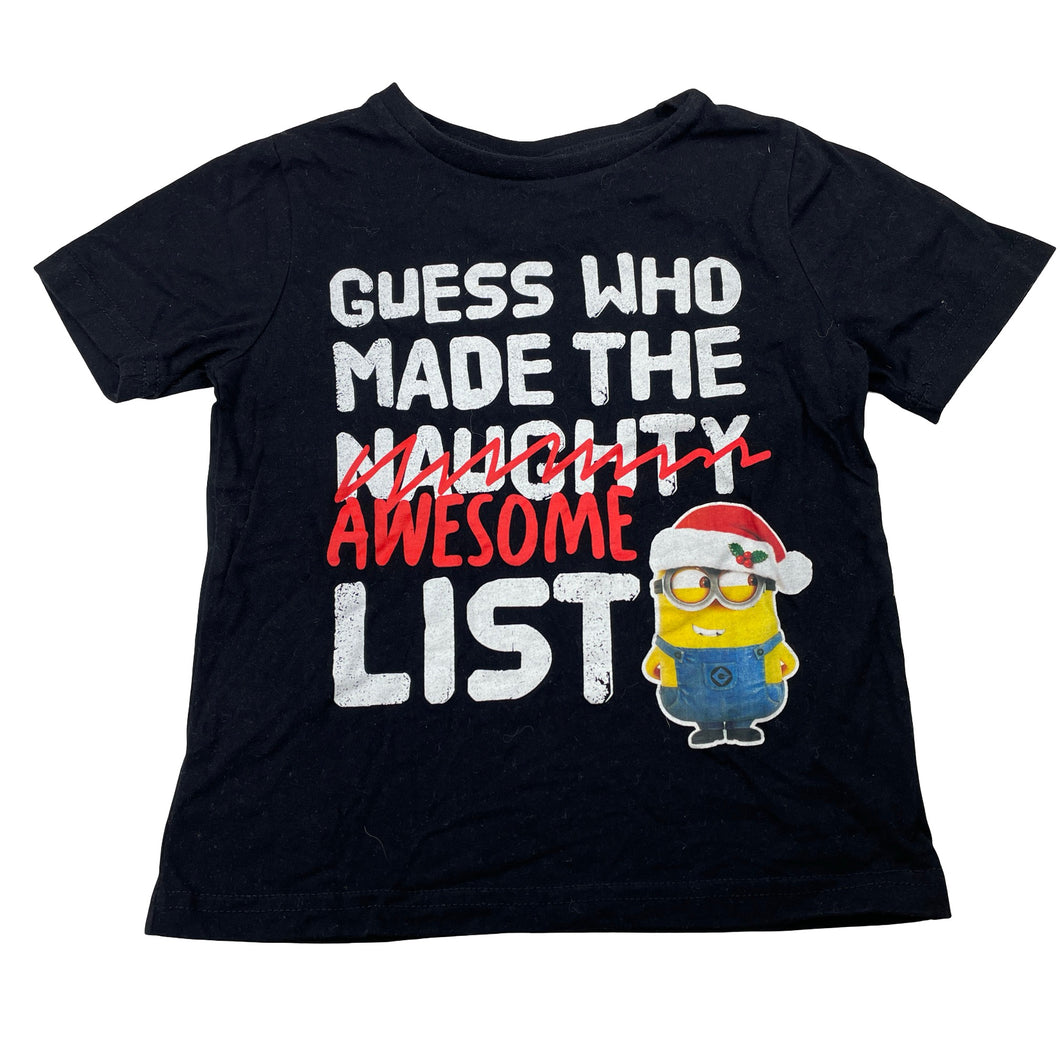 Unisex Minions, cotton Christmas tee / top, GUC, size 3,  