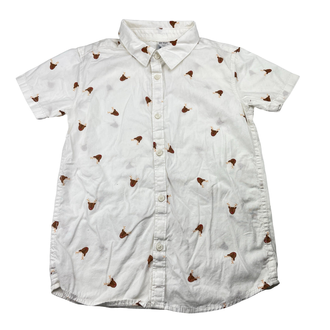Boys Anko, cotton Christmas short sleeve shirt, EUC, size 7,  