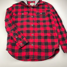 Load image into Gallery viewer, Boys JACHS, hooded flannel cotton shirt, size S, armpit-armpit: 40cm, shoulder-cuff: 45cm, GUC, size 8-9,  
