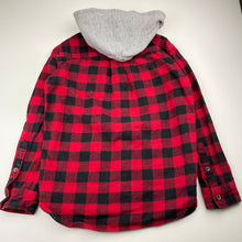 Load image into Gallery viewer, Boys JACHS, hooded flannel cotton shirt, size S, armpit-armpit: 40cm, shoulder-cuff: 45cm, GUC, size 8-9,  
