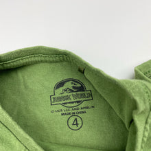 Load image into Gallery viewer, Boys JURASSIC WORLD, green cotton tee / top, dinosaurs, FUC, size 4,  