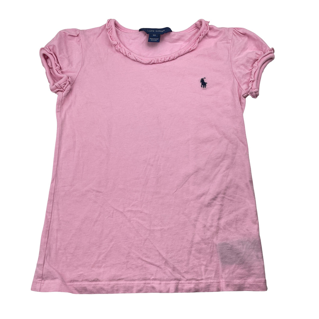 Girls RALPH LAUREN, pink cotton tee / top, EUC, size 6,  