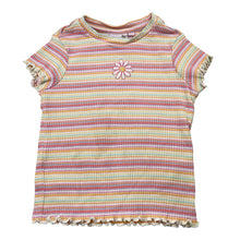 Load image into Gallery viewer, Girls GHANDA, ribbed stretchy tee / top, flower, EUC, size 3-4,  