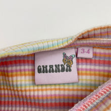 Load image into Gallery viewer, Girls GHANDA, ribbed stretchy tee / top, flower, EUC, size 3-4,  