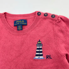 Load image into Gallery viewer, Girls POLO RALPH LAUREN, soft feel cotton / cashmere knit sweater, lighthouse, EUC, size 3,  