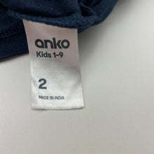 Load image into Gallery viewer, Girls Anko, navy cotton tee / top, butterflies, EUC, size 2,  