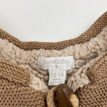 Load image into Gallery viewer, Unisex Purebaby, fleece-lined organic cotton / wool cardigan, FUC, size 1,  