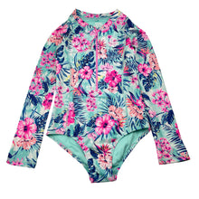 Load image into Gallery viewer, Girls PIPING HOT, long sleeve swim one-piece / surfsuit, GUC, size 7,  