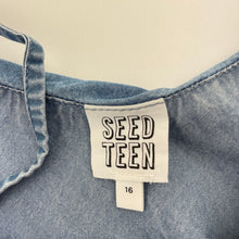 Load image into Gallery viewer, Girls Seed, blue lyocell summer dress, GUC, size 16, L: 76cm