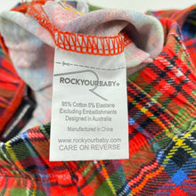 Load image into Gallery viewer, Unisex Rock Your Baby, stretchy tartan pants / bottoms, elasticated, GUC, size 0,  