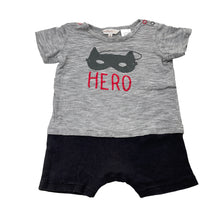 Load image into Gallery viewer, Boys Fox &amp; Finch, cotton romper, superhero, FUC, size 0,  