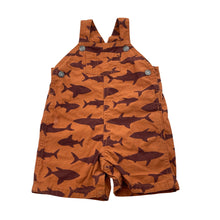 Load image into Gallery viewer, Boys Carters, cotton overalls / shortalls, sharks, FUC, size 0,  