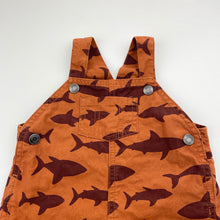 Load image into Gallery viewer, Boys Carters, cotton overalls / shortalls, sharks, FUC, size 0,  