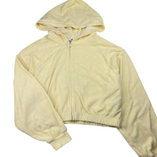 Load image into Gallery viewer, Girls H&amp;M, lemon terry cropped zip hoodie sweater, EUC, size 11-12,  