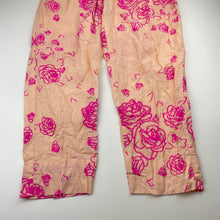 Load image into Gallery viewer, Girls lightweight, floral cotton pants, elasticated, no labels, Inside leg: 57cm, W: 32cm across unstretched, FUC, size 12-14,  