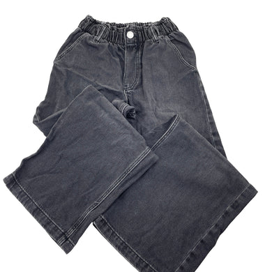 Girls H&M, wide leg denim jeans, adjustable, Inside leg: 54cm, GUC, size 9,  
