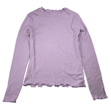 Load image into Gallery viewer, Girls purple, ribbed stretchy long sleeve top, mark right elbow, FUC, size 10,  