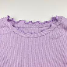 Load image into Gallery viewer, Girls purple, ribbed stretchy long sleeve top, mark right elbow, FUC, size 10,  