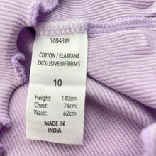 Load image into Gallery viewer, Girls purple, ribbed stretchy long sleeve top, mark right elbow, FUC, size 10,  