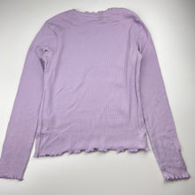 Load image into Gallery viewer, Girls purple, ribbed stretchy long sleeve top, mark right elbow, FUC, size 10,  