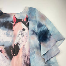 Load image into Gallery viewer, Girls GUM, lined lightweight party top, horses, GUC, size 7,  