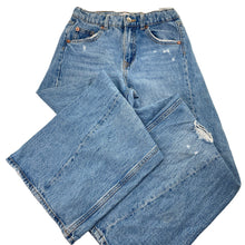 Load image into Gallery viewer, Girls Zara, wide leg distressed denim jeans, adjustable, Inside leg: 60cm, FUC, size 11-12,  