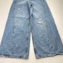 Load image into Gallery viewer, Girls Zara, wide leg distressed denim jeans, adjustable, Inside leg: 60cm, FUC, size 11-12,  