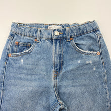 Load image into Gallery viewer, Girls Zara, wide leg distressed denim jeans, adjustable, Inside leg: 60cm, FUC, size 11-12,  