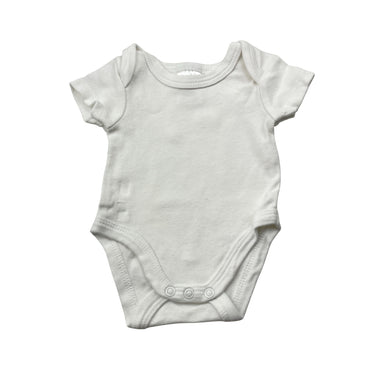 Unisex Baby Berry, white cotton bodysuit / romper, EUC, size 00000,  