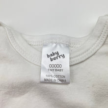 Load image into Gallery viewer, Unisex Baby Berry, white cotton bodysuit / romper, EUC, size 00000,  