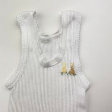 Load image into Gallery viewer, Unisex Bonds, hand embroidered cotton singlet top, EUC, size 0000,  