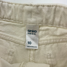 Load image into Gallery viewer, Girls Anko, cream denim shorts, adjustable, FUC, size 10,  