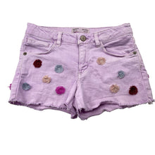 Load image into Gallery viewer, Girls Zara, purple stretch denim shorts, adjustable, FUC, size 9-10,  