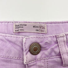 Load image into Gallery viewer, Girls Zara, purple stretch denim shorts, adjustable, FUC, size 9-10,  