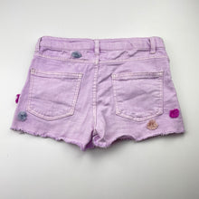 Load image into Gallery viewer, Girls Zara, purple stretch denim shorts, adjustable, FUC, size 9-10,  