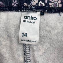 Load image into Gallery viewer, Girls Anko, floral fleece lined leggings, Inside leg: 65cm, FUC, size 14,  