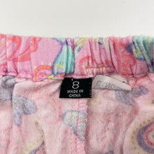 Load image into Gallery viewer, Girls pink, flannel cotton pyjama pants, butterflies, GUC, size 8,  