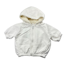 Load image into Gallery viewer, Girls Baby Berry, fleece lined zip hoodie sweater, marks right armpit, FUC, size 00,  