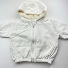 Load image into Gallery viewer, Girls Baby Berry, fleece lined zip hoodie sweater, marks right armpit, FUC, size 00,  