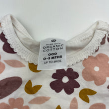 Load image into Gallery viewer, Girls Target, floral organic cotton bodysuit / romper, EUC, size 000,  