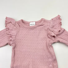 Load image into Gallery viewer, Girls Baby Berry, pointelle cotton bodysuit / romper, EUC, size 0000,  
