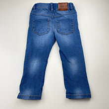 Load image into Gallery viewer, Unisex Junior J, stretch denim jeans, adjustable, Inside leg: 30cm, marks knees, FUC, size 2,  